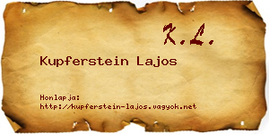 Kupferstein Lajos névjegykártya
